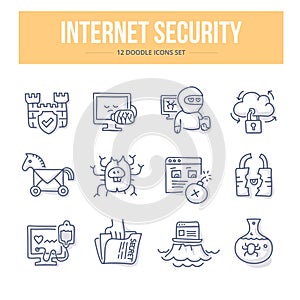 Internet Security Doodle Icons