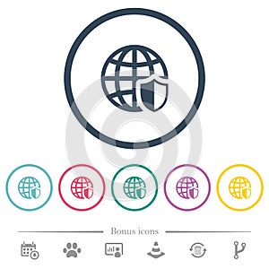 Internet security flat color icons in round outlines