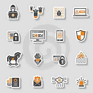 Internet Security Icon Sticker Set