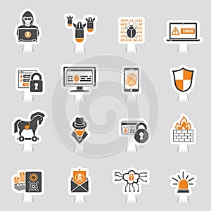 Internet Security Icon Sticker Set