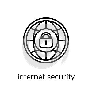 internet security icon. Trendy modern flat linear vector internet security icon on white background from thin line Internet