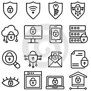 Internet security icon vector set. Antivirus illustration sign collection. Protection symbol or logo.