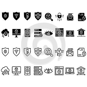 Internet security icon vector set. Antivirus illustration sign collection. Protection symbol or logo.