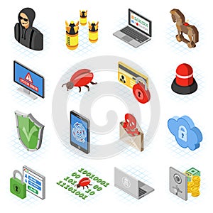 Internet Security isometric Flat Icon Set