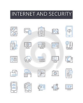 Internet and security line icons collection. Relationship, Connection, Unity, Collaboration, Interdependence