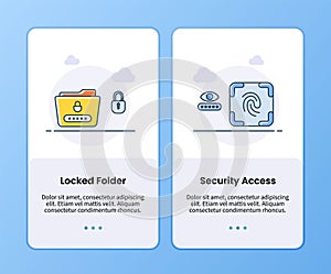 Internet security locked folder and security access onboarding template for mobile ui app design