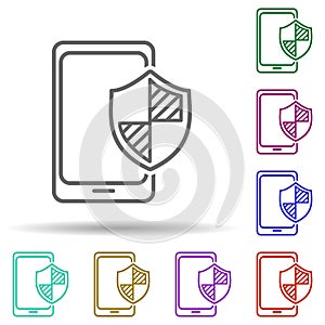 Internet security for mobile multi color icon. Simple thin line, outline vector of security icons for ui and ux, website or mobile