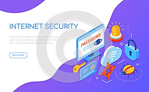 Internet security - modern colorful isometric web banner