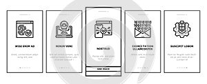 Internet Security Onboarding Icons Set Vector