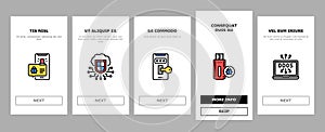 Internet Security Onboarding Icons Set Vector