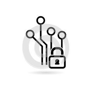 Internet security online, Technology security icon or logo