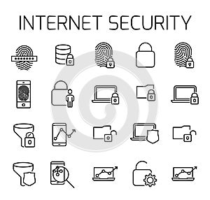 Internet security related vector icon set.