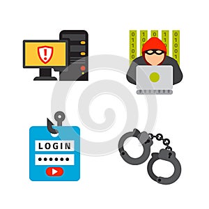 Internet security safety icon virus attack vector data protection technology network concept design.