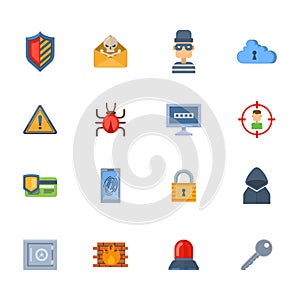 Internet security safety icon virus hacker attack vector data protection technology network concept design.