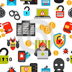 Internet security seamless pattern vector illustration.