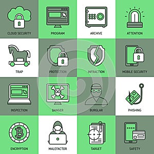 Internet Security Square Icon Set