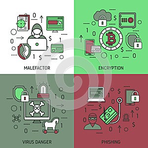 Internet Security Square Icon Set