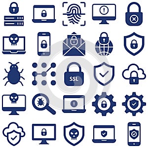 Internet Security and Support Isolated Vector Icons set which can be easily modified or edited