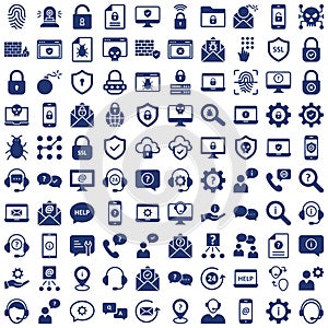 Internet Security and Support Isolated Vector Icons set which can be easily modified or edited