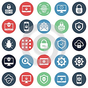 Internet Security and Support Isolated Vector Icons set which can be easily modified or edited