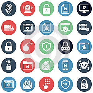 Internet Security and Support Isolated Vector Icons set which can be easily modified or edited