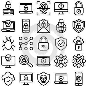 Internet Security and Support Isolated Vector Icons set which can be easily modified or edited