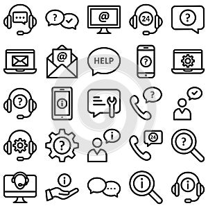 Internet Security and Support Isolated Vector Icons set which can be easily modified or edited