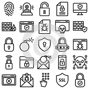 Internet Security and Support Isolated Vector Icons set which can be easily modified or edited