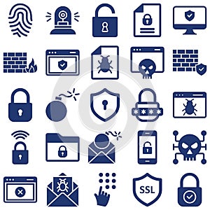 Internet Security and Support Isolated Vector Icons set which can be easily modified or edited