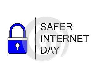 Safer Internet Day symbol sign or logo. Padlock design. White background.