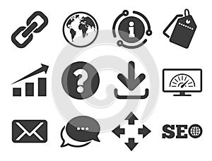 Internet, seo icons. Bandwidth speed sign. Vector