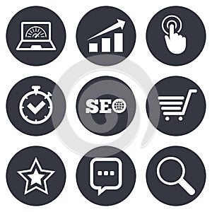 Internet, seo icons. Online shopping, charts