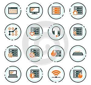 Internet, server, network icons set