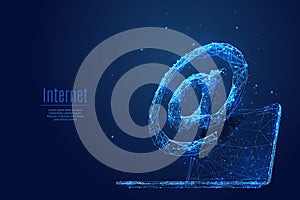 Internet Service low poly blue