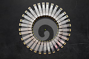 Internet SFP network modules for network switch and green diode on the black background