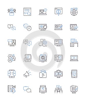 Internet sharing line icons collection. Wi-Fi, Hotspot, Tethering, Router, Modem, Connection, Signal vector and linear