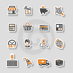 Internet Shopping and Delivery Sticker Icon Set photo