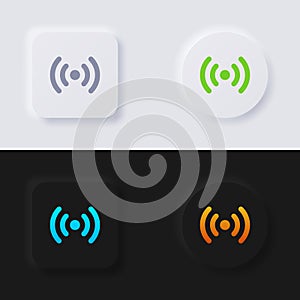 Internet Signal wave symbol icon set, Multicolor neumorphism button soft UI Design.