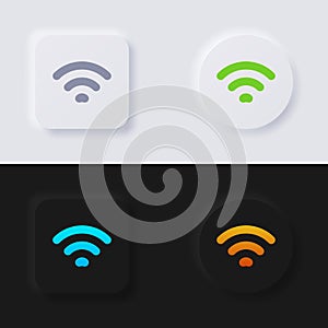 Internet Signal wave symbol icon set, Multicolor neumorphism button soft UI Design.