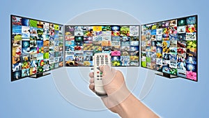Internet Smart TV concept and streaming multimedia entertainment