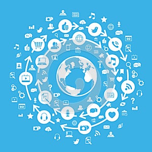 Internet Social Media Globe Blue