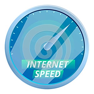 Internet speed gauge icon, cartoon style