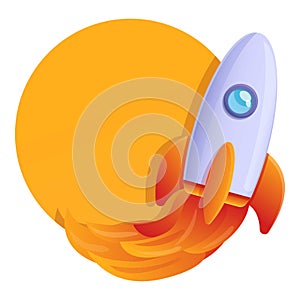 Internet speed rocket icon, cartoon style
