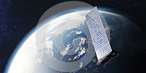 Internet starlink satellite in space near Earth.