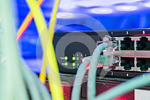 The Internet switch is in the server room of the data center. The network wires are connected to the router`s interfaces. Network