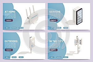 Internet Technology Isometric Banners