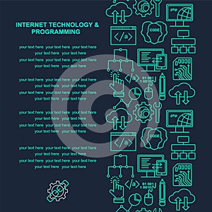 Internet technology and programming seamless background with place for text