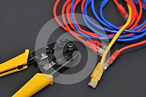 internet or telephone line cables and crimper