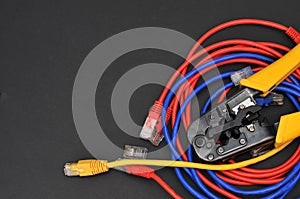 internet or telephone line cables and crimper