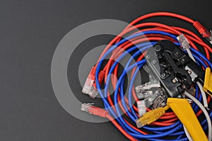internet or telephone line cables and crimper